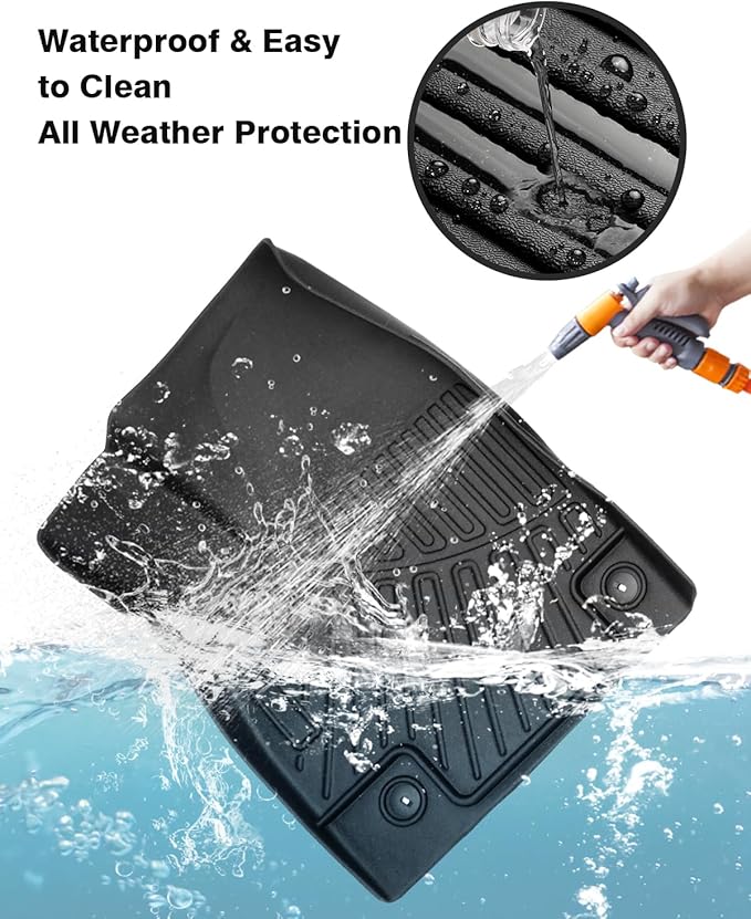 Powerty Floor Mats for 2022-2025 2026 Kia EV6 Accessories All Weather Floor Liner 3D TPE 1st & 2nd Row Floor Mat Heavy-Duty Floor Liners