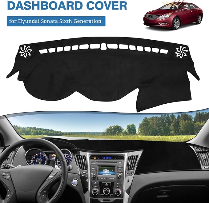 FIILINES Dash Cover for Hyundai Sonata 2011-2014, Dashboard Cover Sonata Accessories Suede Dash Cover Mat Sunshade Anti-Slip 