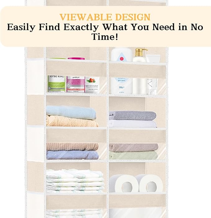 2 Pack Over The Door Organizer 6 Tiers, Extra Large Behind Door Storage of 12 Compartments, 80 lbs Weight Capacity Hanging St