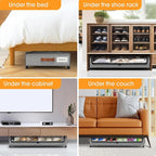 Under Bed Storage with Wheels 1Pack Underbed Storage with Clear Window&Label Under Bed Drawers Large Capacity Rolling Under B