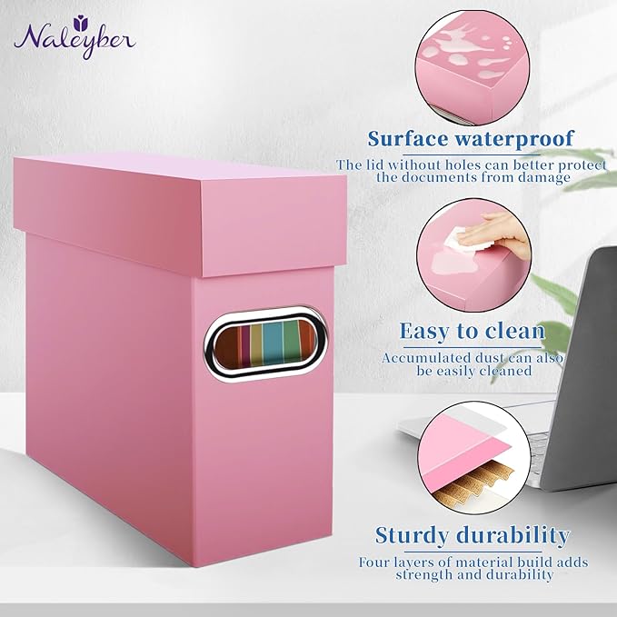 File Organizer Box with Lid & Handle, Heavy Duty Hanging File Folder Storage Boxes for Letter Size, Portable Filing Organizer