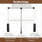 Pull Down Closet Rod, 60 lbs Load Capacity Adjustable 26-35 Inches Stainless Steel Soft-Close Wardrobe Lift with Two-way Buff