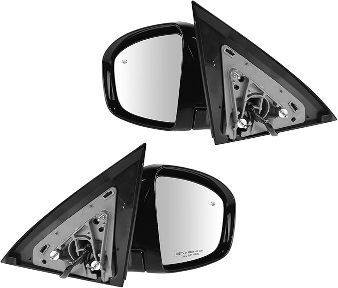 TRQ 2 Piece Driver and Passenger Side Mirror Assembly Set Electric Adjustment Heated No Memory Black Compatible with 2013-201