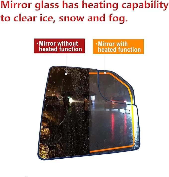 Passenger Side Heated Mirror Glass Replacement For Ford F150 2015 2016 2017 2018 2019 2020 - for Ford F150 Power Side Mirror with Rear Holder