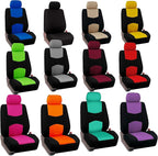 FH Group Flat Cloth Full Set Car Seat Covers Three Row 7 Seater - Universal Fit for Cars, Trucks & SUVs Burgundy