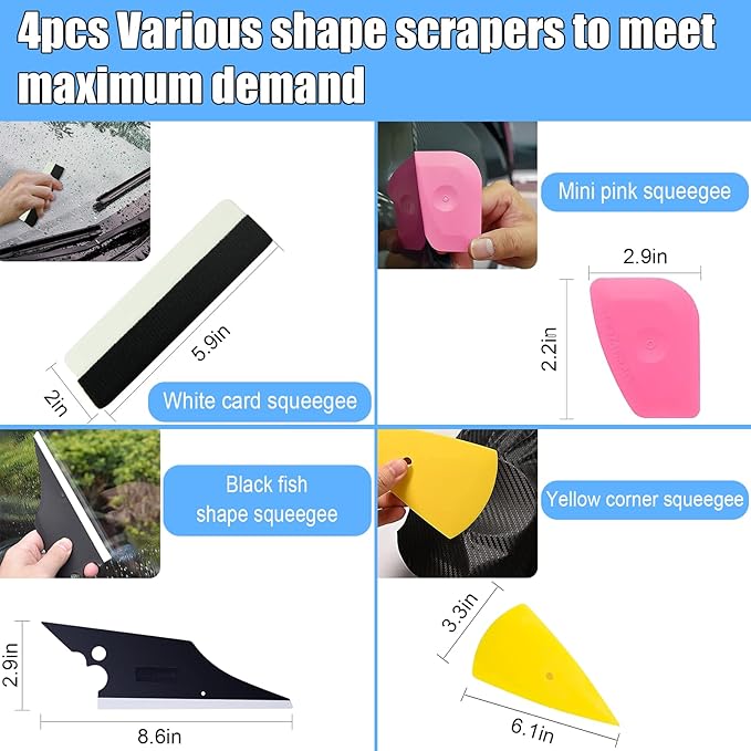 Car Window Tint Application Tools Kit, Car Vinyl Wrap Tool Window Tint Squeegees Set with with Spray Bottle Scraper Knife, Glass Protective Film Installing Tool for Automotive & Home (14PCS)
