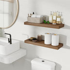 Fun Memories Rustic Wood Floating Shelves for Wall, Space-Saving Wall Mounted Shelves for Bathroom, Bedroom, Living Room and 