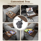 Car Tray & Car Desk for Laptop with Anti-Slip Protective Mat, 360° Rotating Wood Cup Holder Table, Eating Food, Working, Compatible with Tesla Model Y/3/S, Ford F150/Explorer/Maverick & Most Vehicles