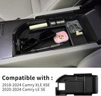 Xaido Center Console Organizer Tray Compatible with 2018-2024 Toyota Camry XLE XSE & 2020-2024 Camry LE SE with Dual USB Ports, Armrest Box Storage Tray Interior Accessories (Not for 2025)