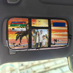 Coconut Tree Zippered Tactical Sun Visor Organizer Universal Car with Straps and Pockets Car Sun Visor Organizer Storage with Picture Holder Easy Installation Universal Fit for Most Cars Suv