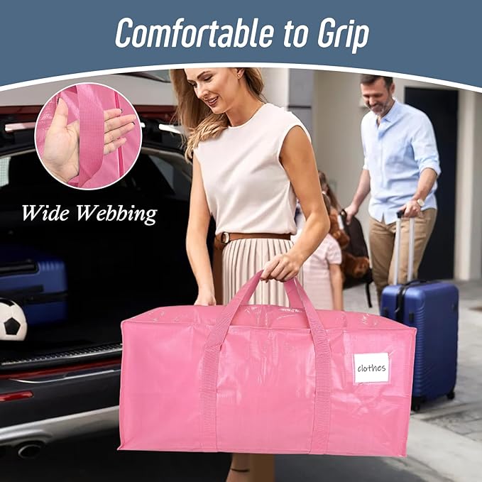 12 Pack Extra Heavy Duty Large Moving Bags with Strong Zipper & Comfortable Handles, Sturdy & Durable Clothes Storage Bags To