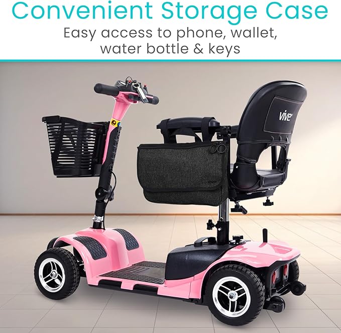 Vive Wheelchair Carry Bag - Arm Rest Pouch for Rollator, Walkers, Power Wheel Chairs and Knee Scooters - Side Storage Organiz