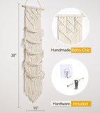 Boho Baseball Cap Hanger-1 Pack-Macrame Hat Organizer for Ball Caps Holder Over Door, Hat Rack for Wall, Cap Rack for Decorat