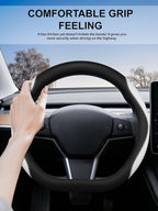 Custom Fit for Tesla Steering Wheel Cover Model 3 (2017-2026) & Model Y (2020-2026), Leather Designed for Tesla Highland/Juni