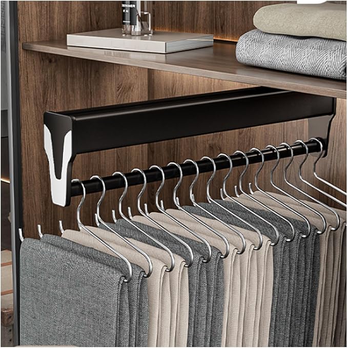 Pull Out Clothes Rail,Extendable Wardrobe Clothing Rail Hanger Rack,for Pants,Coats,Trousers(55cm)