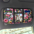 Dragonfly Floral Zippered Car Sun Visor Organizer Pens with Picture Holder Pouch for Electronics with Adjustable Straps and Multi-Pocket Easy Installation Universal Fit for Most Cars SUV