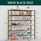Smiry Shoe Rack, 6 Tier Thick Long Bamboo Shoe Organizer, Stackable Free Standing Wooden Shoe Storage Shelf for Closet, Entry