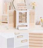 Homde Jewelry Organizer with Transparent Window Necklace Hooks Gift for Women Jewelry Box Display Case for Necklaces Rings Ea