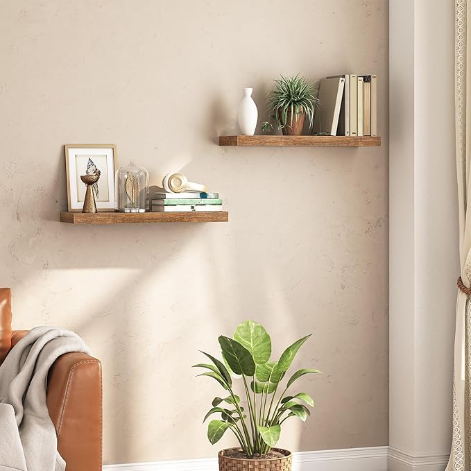 HOOBRO Floating Shelf and Console Table Bundle, Wall Mounted Shelf Set of 2, Small Entryway Table with Storage Shelves, BF80B