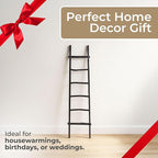 Decorative Vertical Ladder with Towel Rack Design for Blankets - Slim Storage Stand with Hooks for Bedroom or Living Room - C