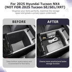 LUWU 2025 Tucson Accessories for 2025 2026 Hyundai Tucson Hybrid [Electronic Shift] Center Console Organizer Armrest Storage Box Armrest Console Organizer Insert Tray Black(NOT FOR 2025 SEL/SE/XRT)