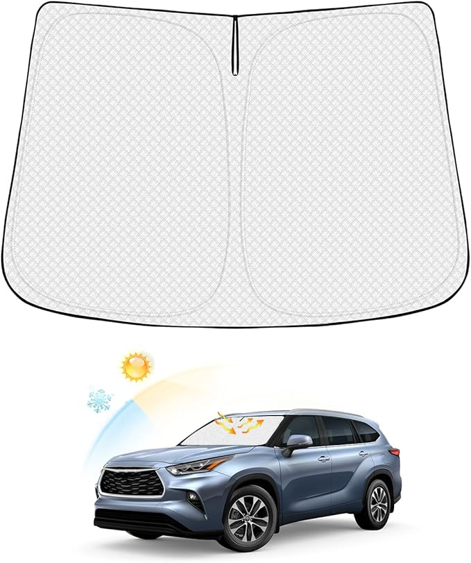 Windshield Sun Shade for Toyota Highlander 2020-2025 2026 Accessories Thicken 6-Layer Front Window Sunshade Cover Sun Visor Protector Foldable Block UV Rays Keep Vehicle Cool