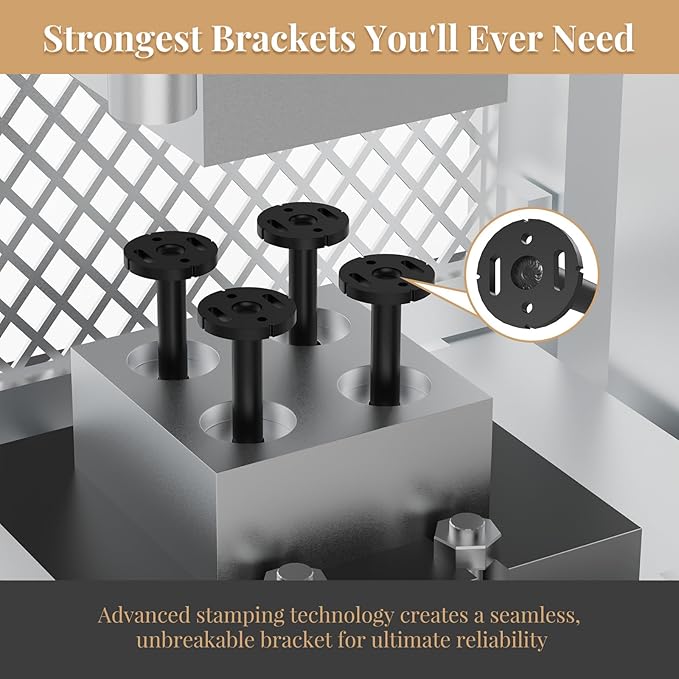 4pcs Wall Shelf Brackets Heavy Duty Floating Shelf Bracket Hidden,Invisible Black Shelving Brackets Decorative Floating Shelf
