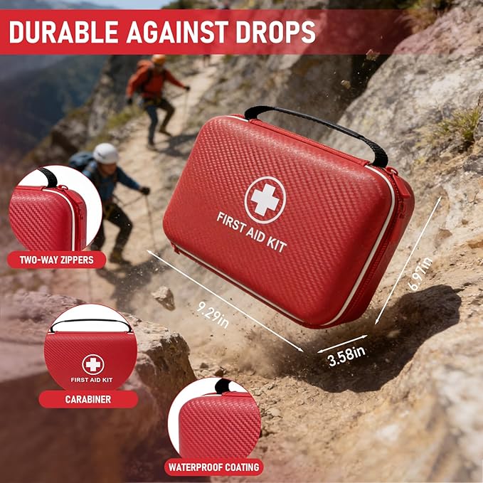First Aid Kit - Smart Compartments Medical Kit, 2 Pack Large Capacity for Various Emergency Supplies, EVA Emergency Kit for H