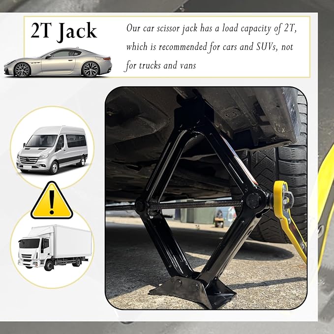 Car Scissor Jack Kit with Lug Wrench & Ratchet Wrench,2T Car Jack Kit for Cars Lifting & Tire Changing,Heavy Duty Scissor Jac