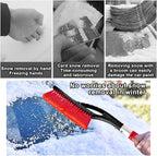 27" Snow Brush and Ice Scrapers for Car Windshield and Window, Detachable Winter Snow Remover Ice Shovel Tool with Ergonomic Foam Grip & No Scratch Bristles, Car Accessories for Truck SUV (Red)