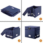 DocSafe File Box with Lock,Multi-Layer Fireproof Document Box Collapsible File Storage Organizer with Pockets/Handle,Large Po