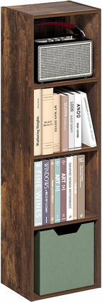 Furinno PASIR Book Shelf, 4-Tier Bookcase, Modern Standing Bookshelf, Open Storage Shelf, 9 x 12 x 42 Inches, for Home Office