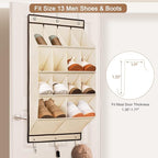 FENTEC 2 Pack Over the Door Shoe Organizer, Hanging Shoe Organizer, 28 Large Deep Pockets Door Shoe Rack with 6 Hooks Shoe Or