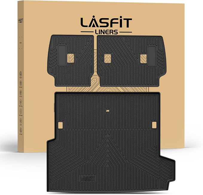 LASFIT Cargo Mat & Backrest Mats for Toyota 2025-2026 4Runner Hybrid(Not Fit Gasoline), All Weather TPE Custom Fit Easy Clean Trunk Mat for 4 Runner 2025 2026 6th gen Hybrid Trunk Mat, Black