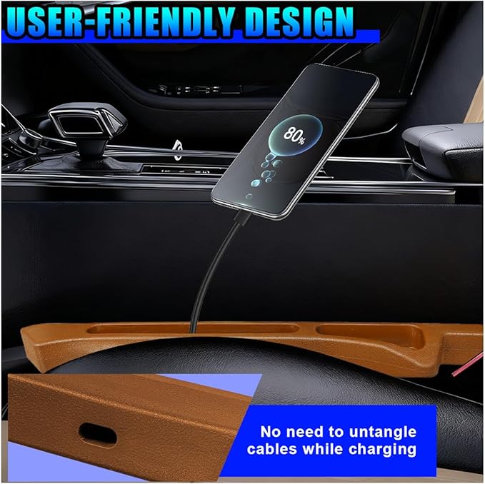 2PCS Car Seat Gap Filler Organizer, Multifunctional Car Gap Stopper Between Seat & Console Prevent Things Drop, Universal Vehicle Interior Phone Holder Accessories for SUVs Trucks (Orange)