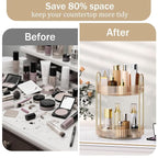 MOKANI 360 Rotating Makeup Organizer for Vanity, 2 Tier Adjustable Perfume Organizer for Dresser, Multi-Function Spinning Cos