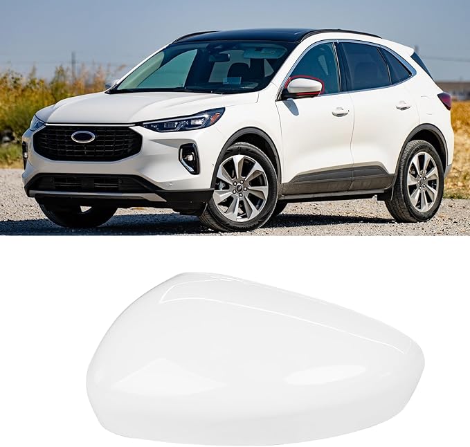 Compatible with Ford Escape SE/SEL Left Driver Side Mirror Cap Cover 2020 2021 2022 2023 2024, White Side Door Rearview Mirror Cover Replacement Without Turn Signal Light