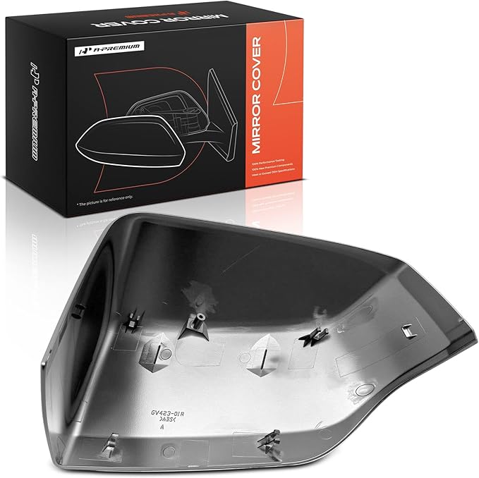A-Premium Passenger Side Rearview Mirror Cover Cap - Compatible with Chevrolet Tahoe Suburban & GMC Yukon XL & Cadillac Escalade, 2021 2022 2023 2024 - Chrome, Without Turn Signal Hole