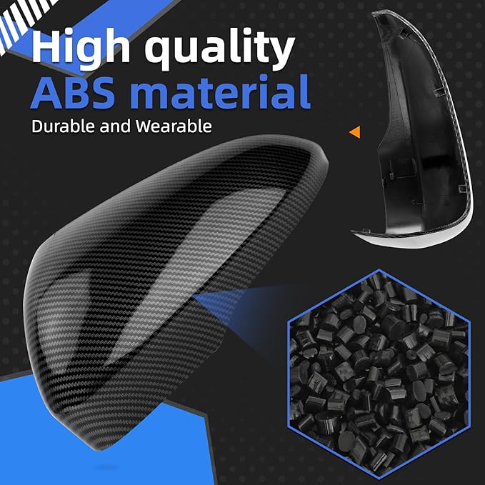 Driver Side Mirror Cover Replacement for Ford Fusion 2013 2014 2015 2016 2017 2018 2019 2020 2021 2022 - Left Side Mirror Covers, Rear View Mirror Cap Accessories Carbon Fibre, With Lamp