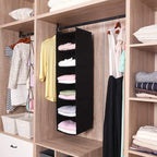 MAX Houser 6 Tier Shelf Hanging Closet Organizer, Closet Hanging Shelf with 2 Sturdy Hooks for Storage, 2 Pack, Foldable (Bla