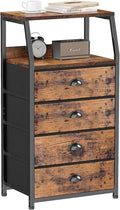 Furnulem Night Stand, Tall 4 Drawers Dresser for Bedroom, Hallway, Nursery, Closet Organizer, Nightstand Bedside Table Furnit
