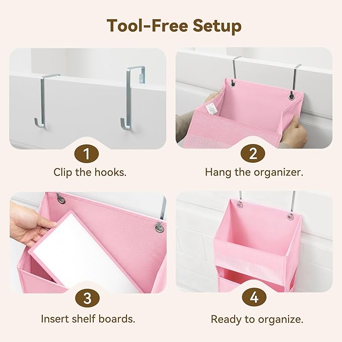GRANNY SAYS Over the Door Organizer, 4-Shelf Behind the Door Storage with 6 Pockets, Waterproof 300D Oxford Fabric Hanging Or