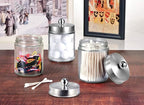 Amolliar 4Pc Apothecary Jars Bathroom Vanity Storage Organizer Set -Countertop Canister with Stainless Steel Lids &Stickers -