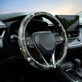 Boho Floral Steering Wheel Cover Auto Leather Steering Wheel Protector, Anti-Slip, Breathable, Absorbing Sweat, Universal Flo