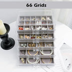 YUFONG Jewelry Organizer with 5 Drawers Clear Acrylic Earring Display Case Velvet Jewelry Storage Box Display Holder for Earr
