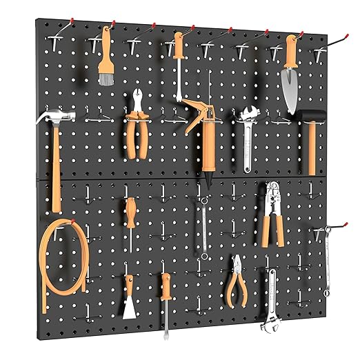 TORACK 2-Pack 12x24 inch Metal Pegboard Panels for Garage Wall, Tool Organizer Pegboard for Workbench, Workshop, Tool Storage