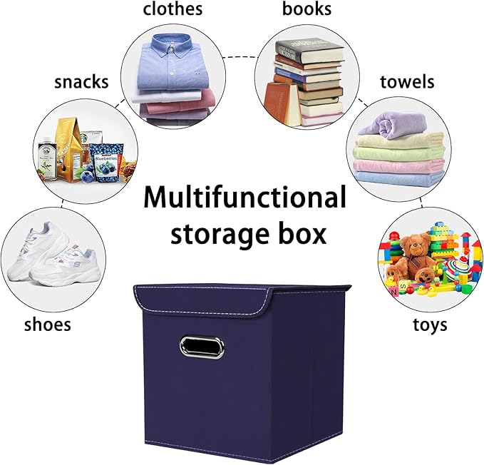 Closet Organizers Fabric Storage Bins With Lids Collapsible Cube Storage Organizer Basket With Handles,Storage Boxes for Clot