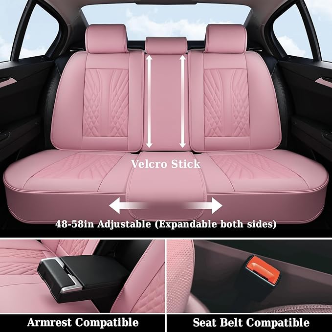 Coverado Car Seat Covers Full Set, 5 Seats Front Seat Cover and Back Seat Covers for Cars, Automotive Seat Covers Nappa Leath