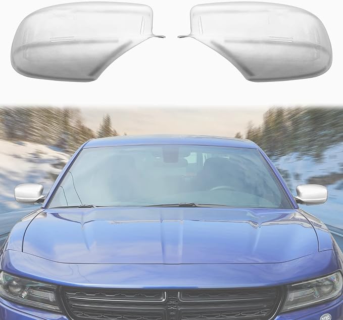 Voodonala for Charger Rearview Mirror Cover Decoration Trim for 2010-2020 Dodge Charger, White ABS 2pcs
