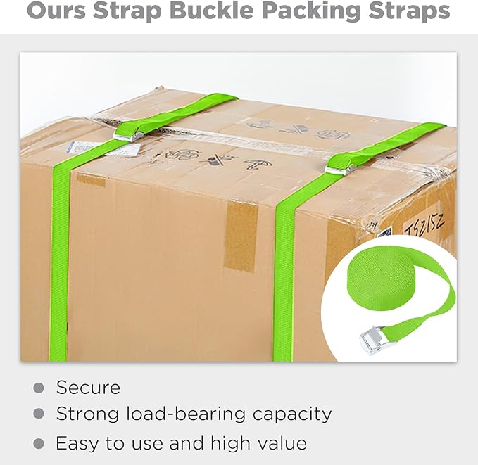 Riakrum 15 Pack 16 Feet Lashing Straps Adjustable Kayaks Tie Down Cam Buckle Straps with Buckles up to 250lbs for Cargo, Luggage, Motorcycles, Truck, Car Roof Rack, Sup Surfboard(Green)